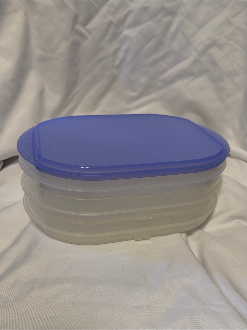 Tupperware Stackable Food Containers with Blue Lids